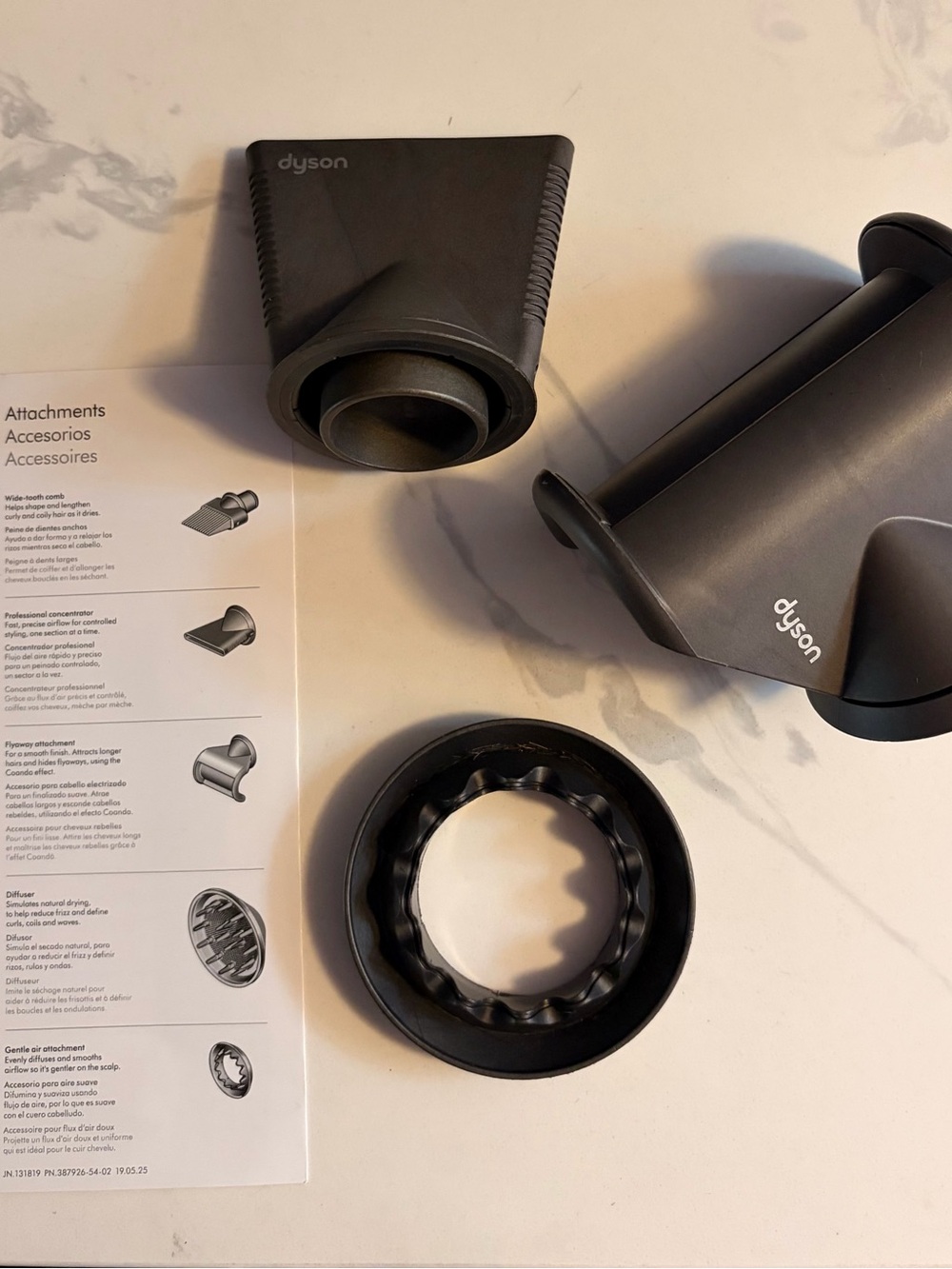 Pre-owned Official Dyson Dryer attachments 3 Set - grey